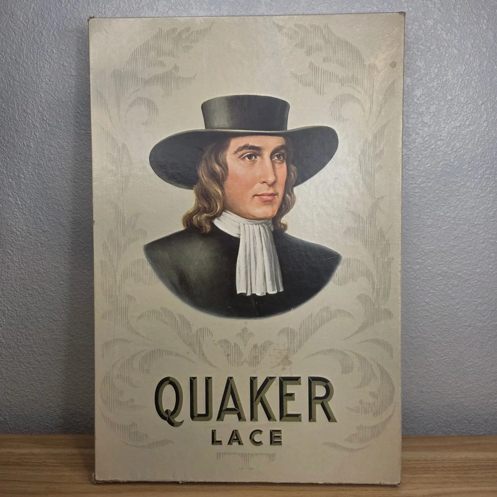 Vtg 1940s Quaker Gala #4200 Lace Tablecloth Color: Egyptian 54x72 USA With Box